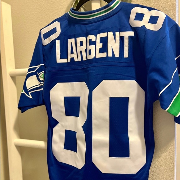 Seattle Seahawks Mitchell & Ness 1985 Steve Largent Jersey Royal/White/Green - Picture 2 of 6
